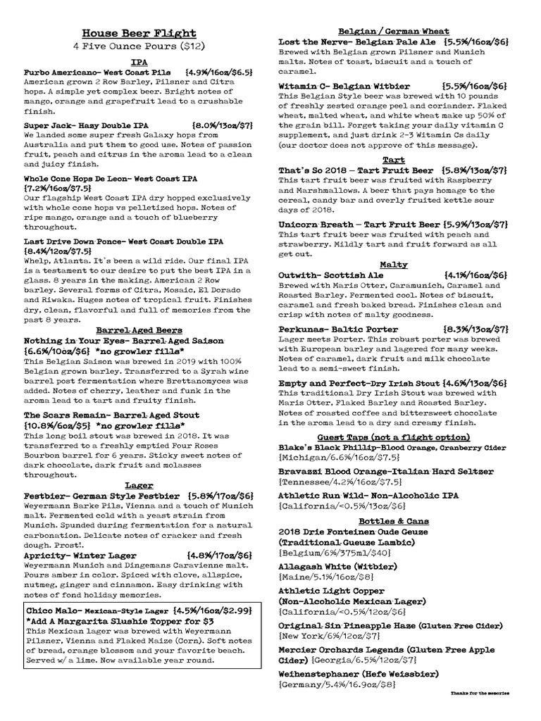 Alcohol+Menu+12 21 24 | PDF | Beer | Brewing