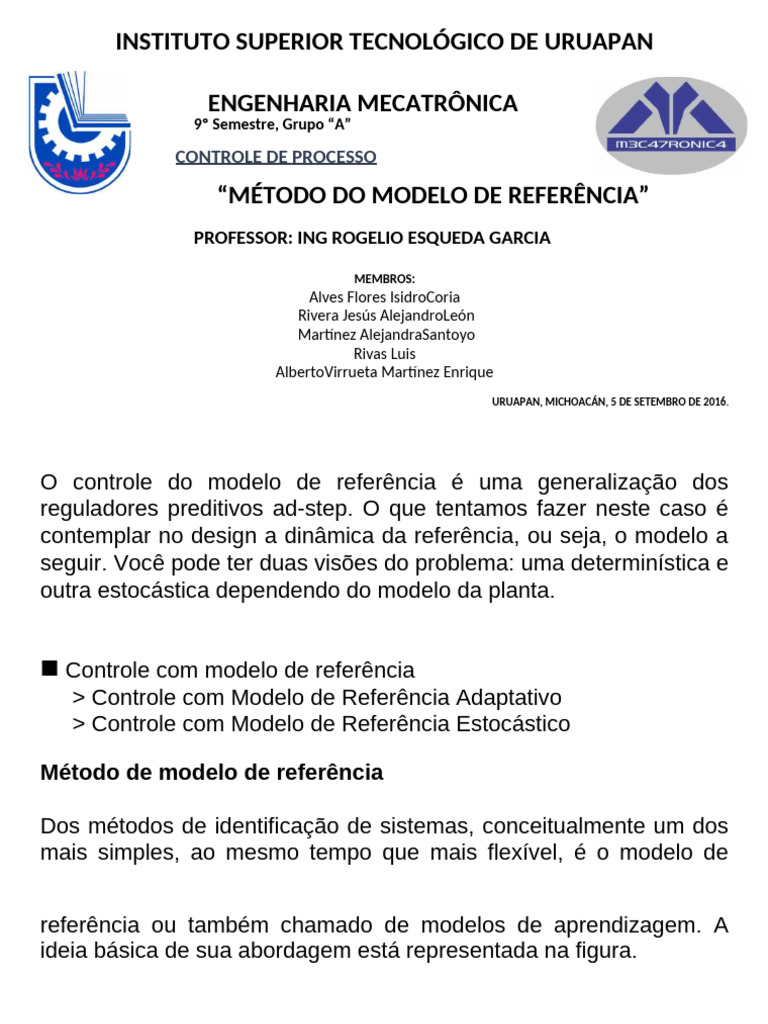 Controle Adaptativo com Modelo de Referência | PDF | Matemática aplicada