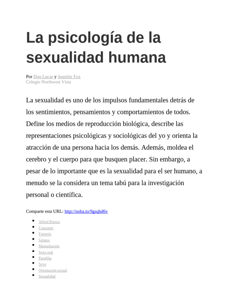 Psicología de la Sexualidad Humana | PDF | Género | Estudios de género