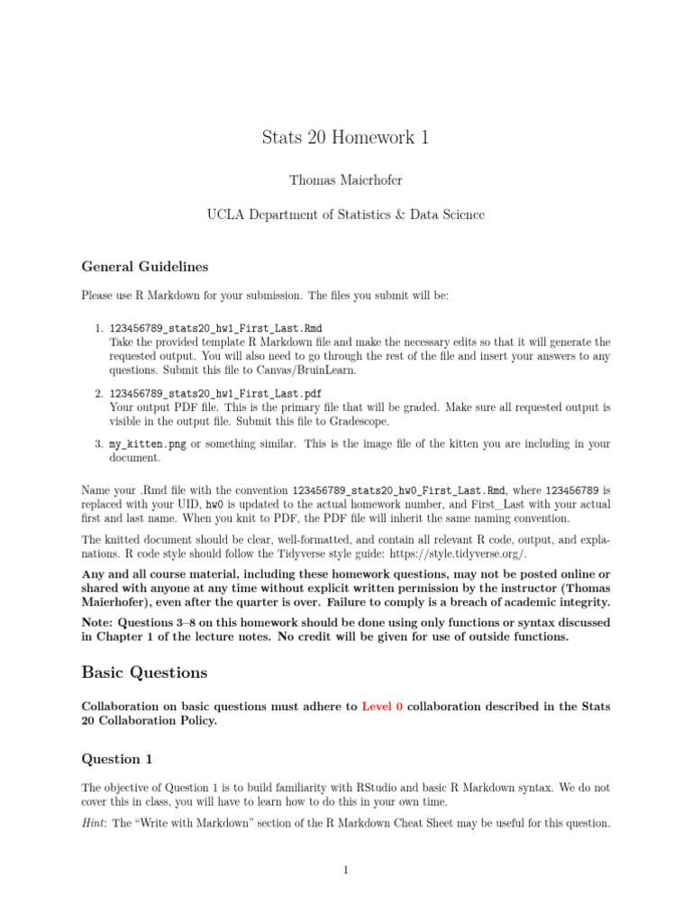 Homework 1 Pdf Formula