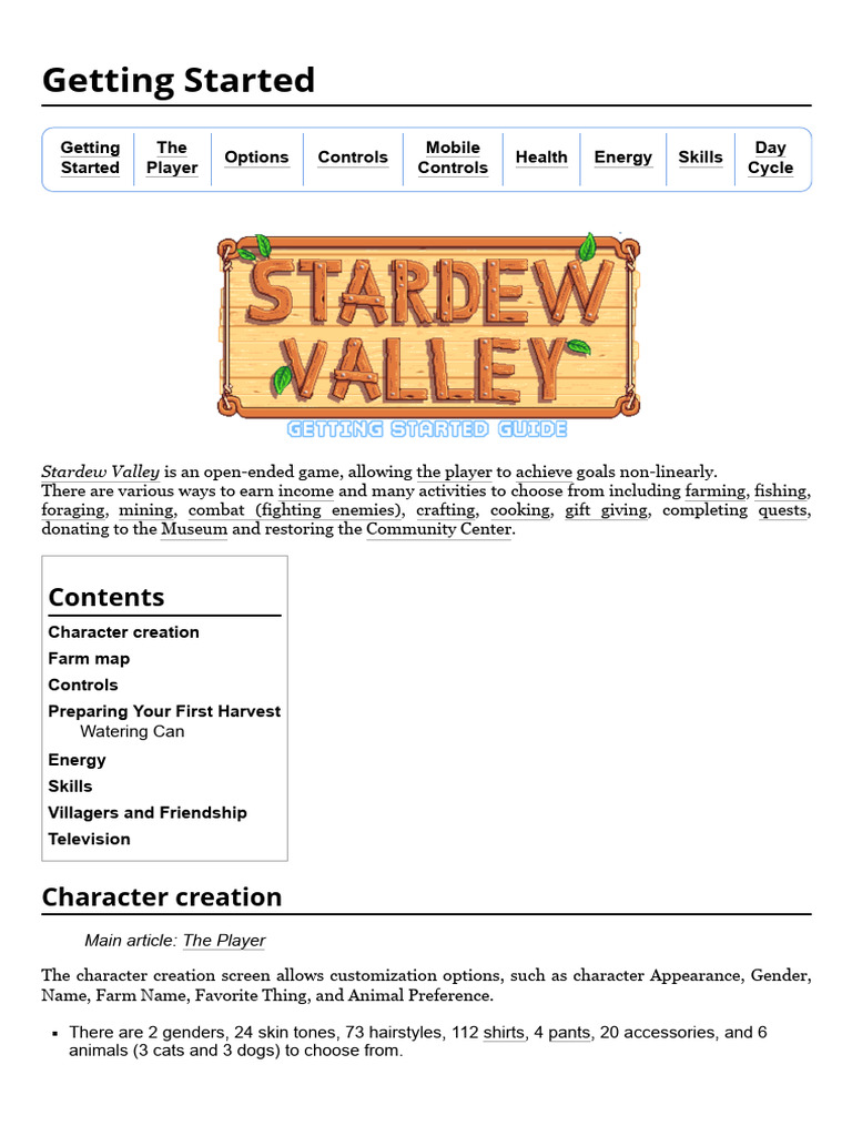Stardew Valley: Getting Started Guide | PDF