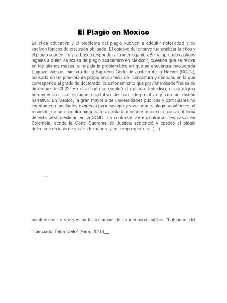 Plagio Académico y Derechos de Autor en México | PDF