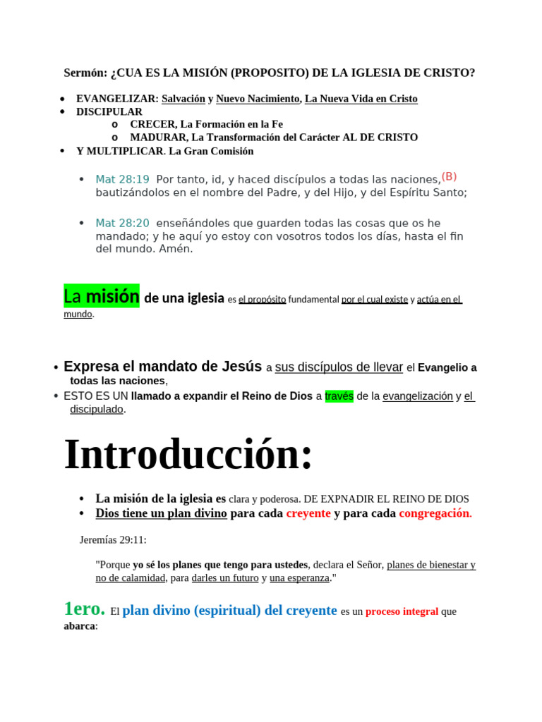 Misión de la Iglesia: Evangelizar y Multiplicar | PDF | Cristo (título ...