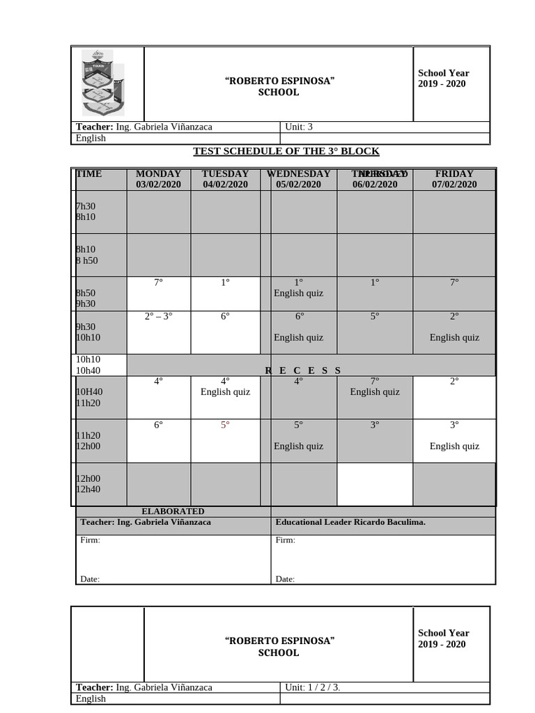 Horario de Pruebas de Inglés 2019-2020 | PDF | Idiomas del Reino Unido