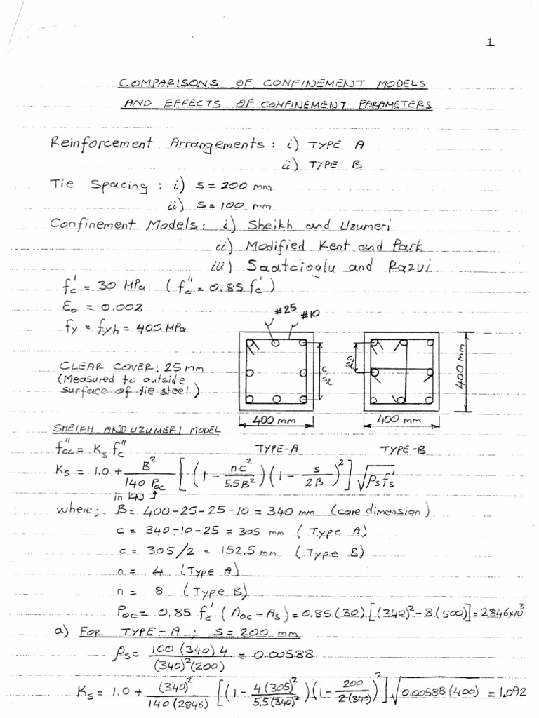 Practice Problem - Confined Concrete Stress-Strain Relationships | PDF