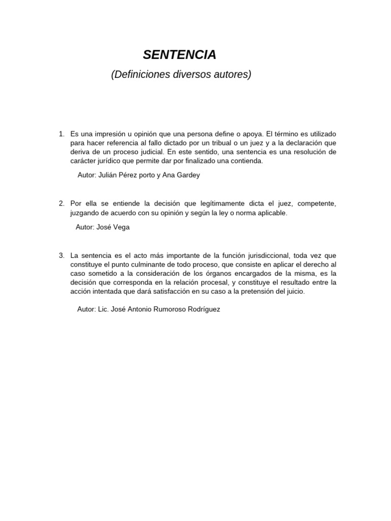 Definiciones de Sentencia Judicial | PDF
