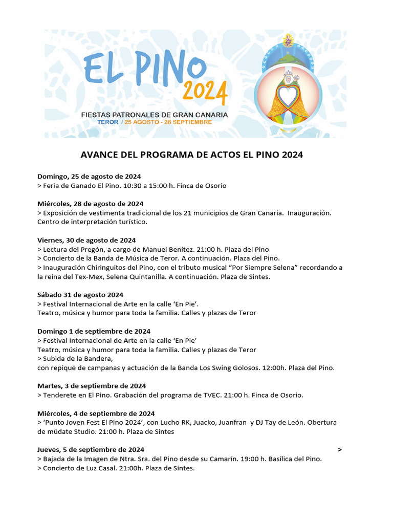 Programa de Actos El Pino 2024 | PDF