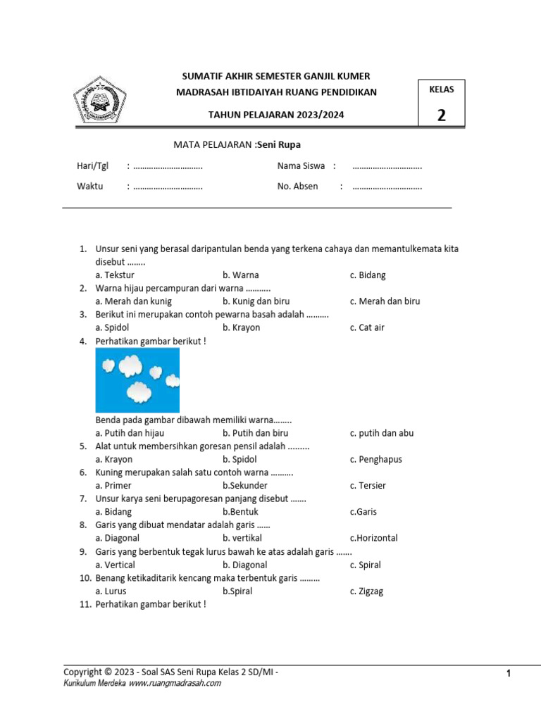 SAS 1 SENI RUPA KELAS 2 Kumer | PDF