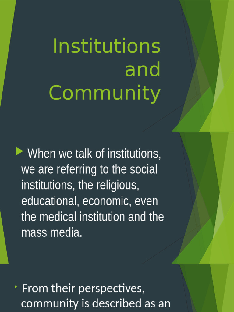 Understanding Community Institutions | PDF