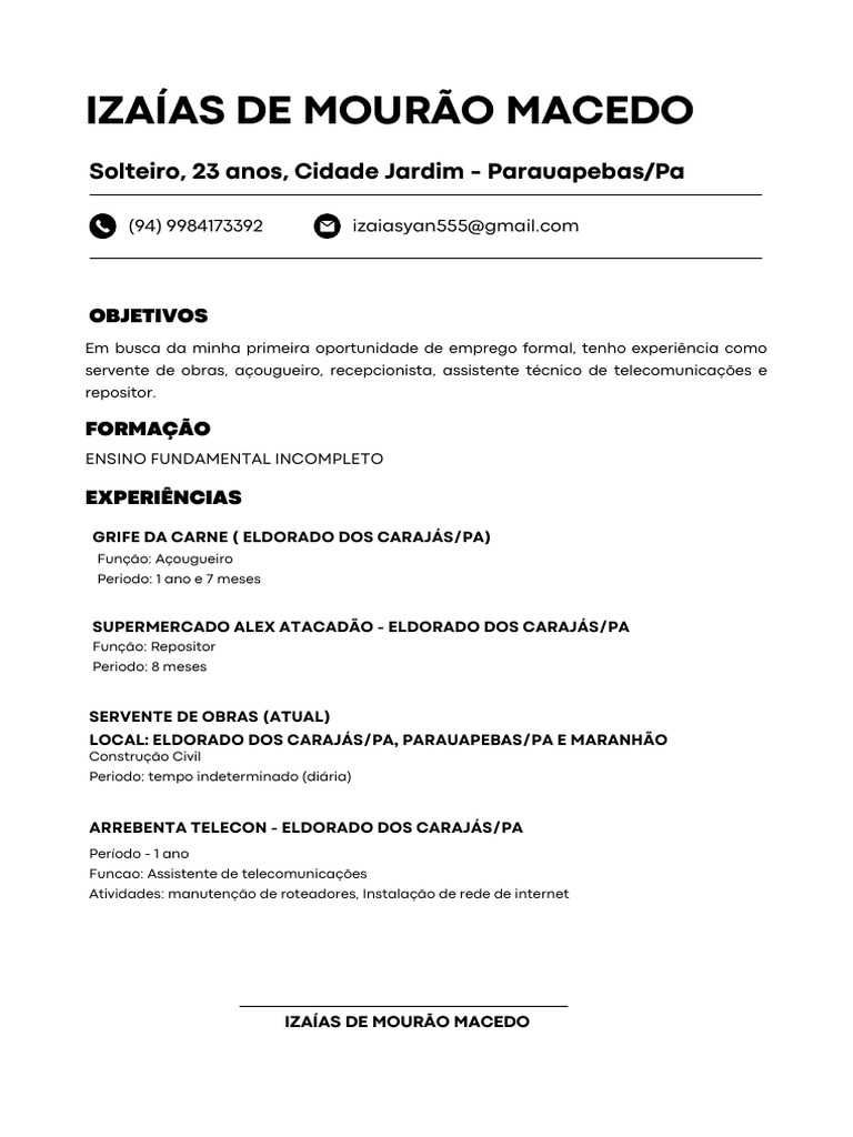 Izaias de Mourão Macedo - CV | PDF