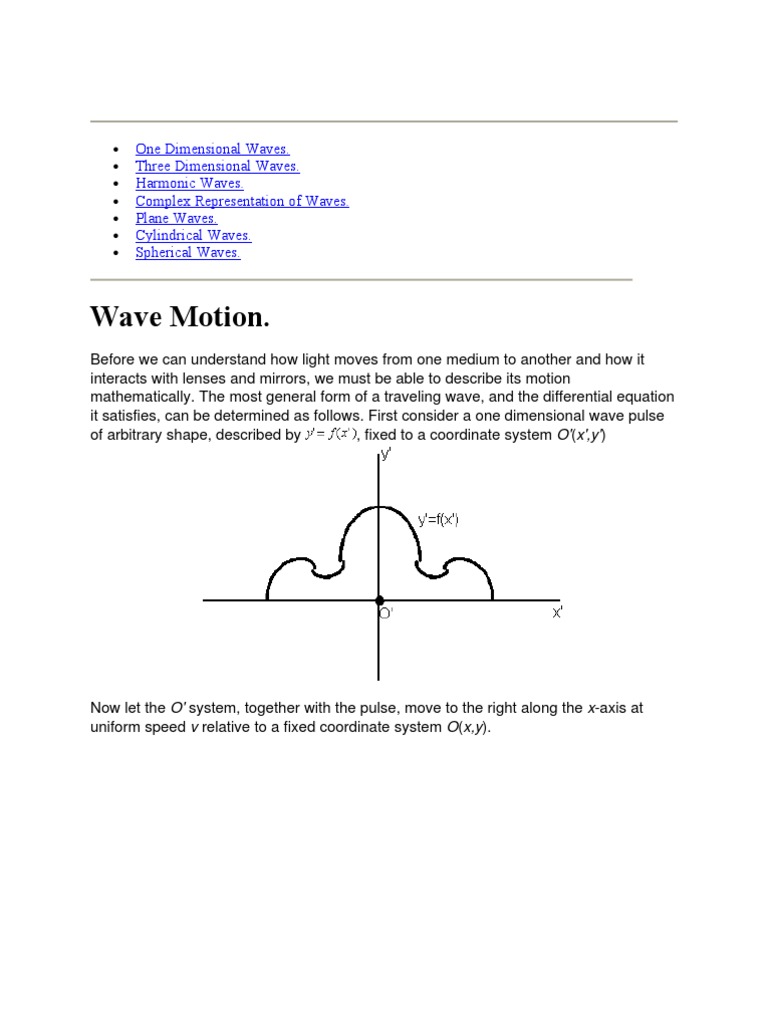 One Dimensional Wave Motion Explained | PDF | Complex Number | Wave ...