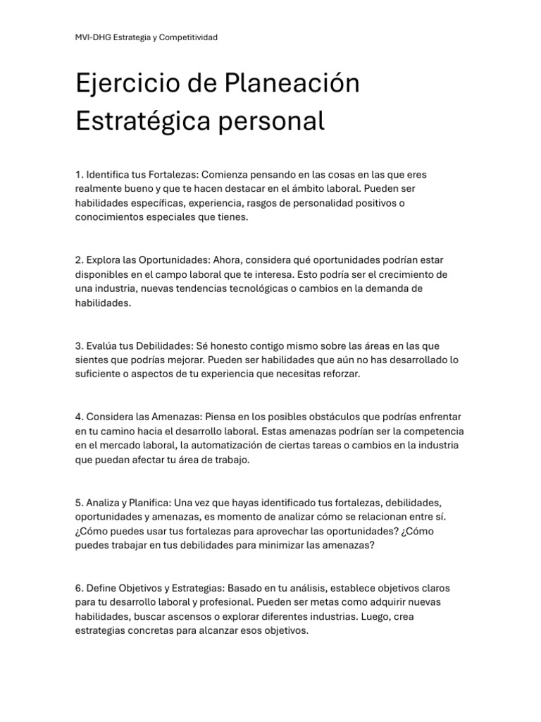 Planeación Estratégica Personal Efectiva | PDF | Planificación | Cognición