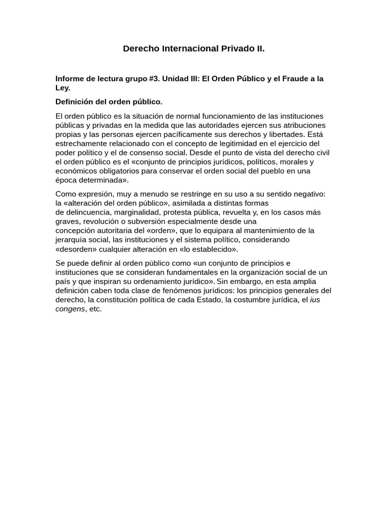Orden Público y Fraude a la Ley en Derecho | PDF | Doctrina de ...