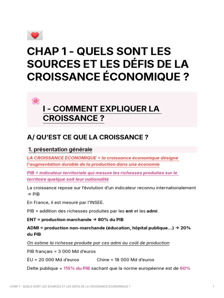 Sources et défis de la croissance économique | PDF | Croissance ...