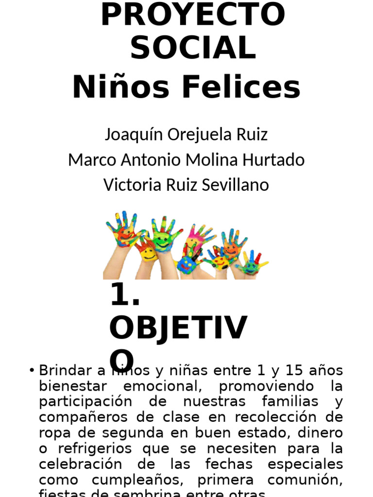 Presentación Proyecto Social Niños Felices | PDF