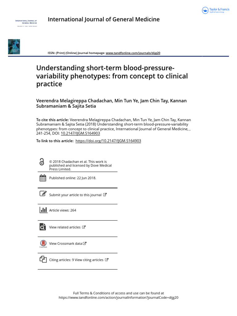 Understanding Short-Term Blood-Pressure-Variability Phenotypes From ...