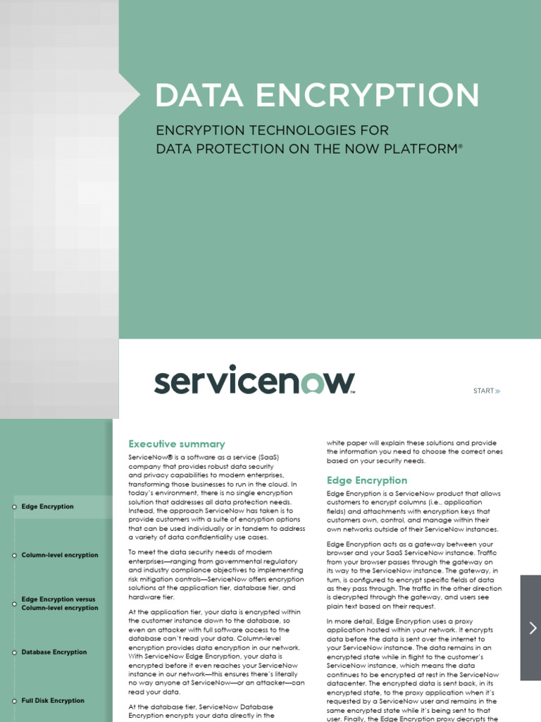 WP Data Encryption With Servicenow | PDF | Encryption | Databases