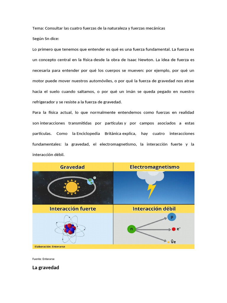 4 Fuerzas de la naturaleza y fuerzas mecanicas | PDF | Fuerza ...