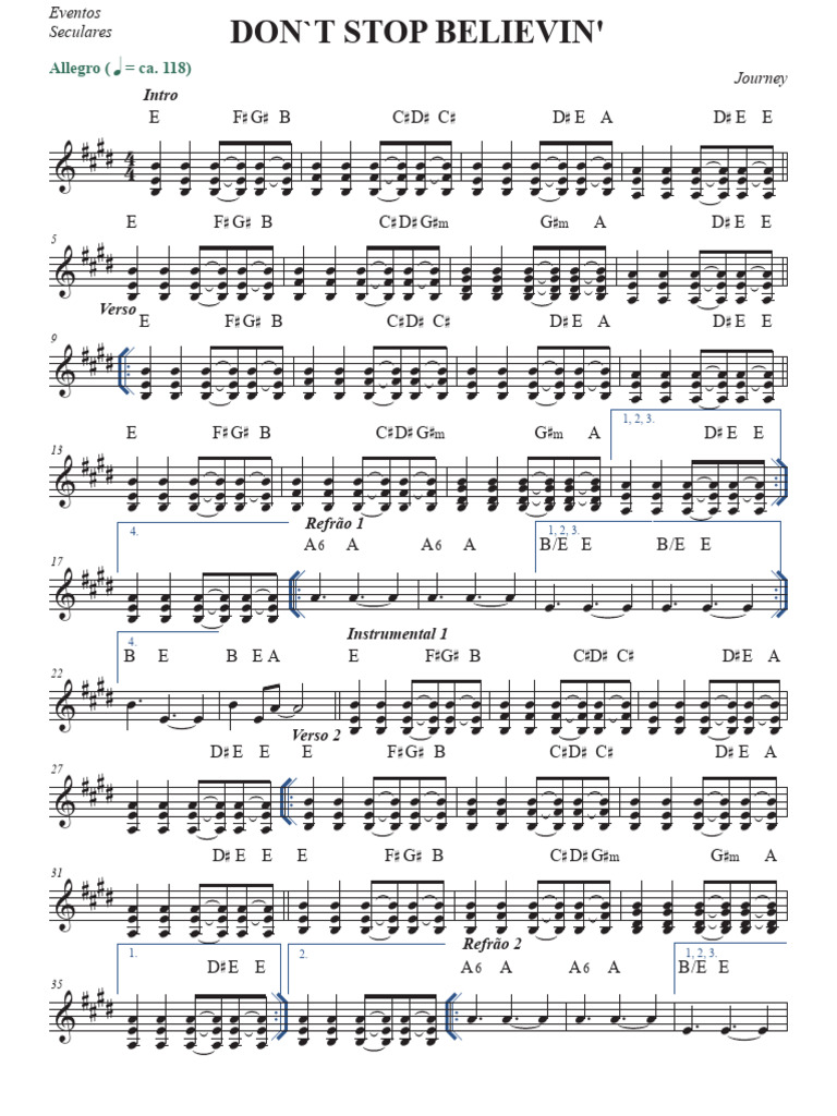 Don't Stop Believin' Sheet Music | PDF