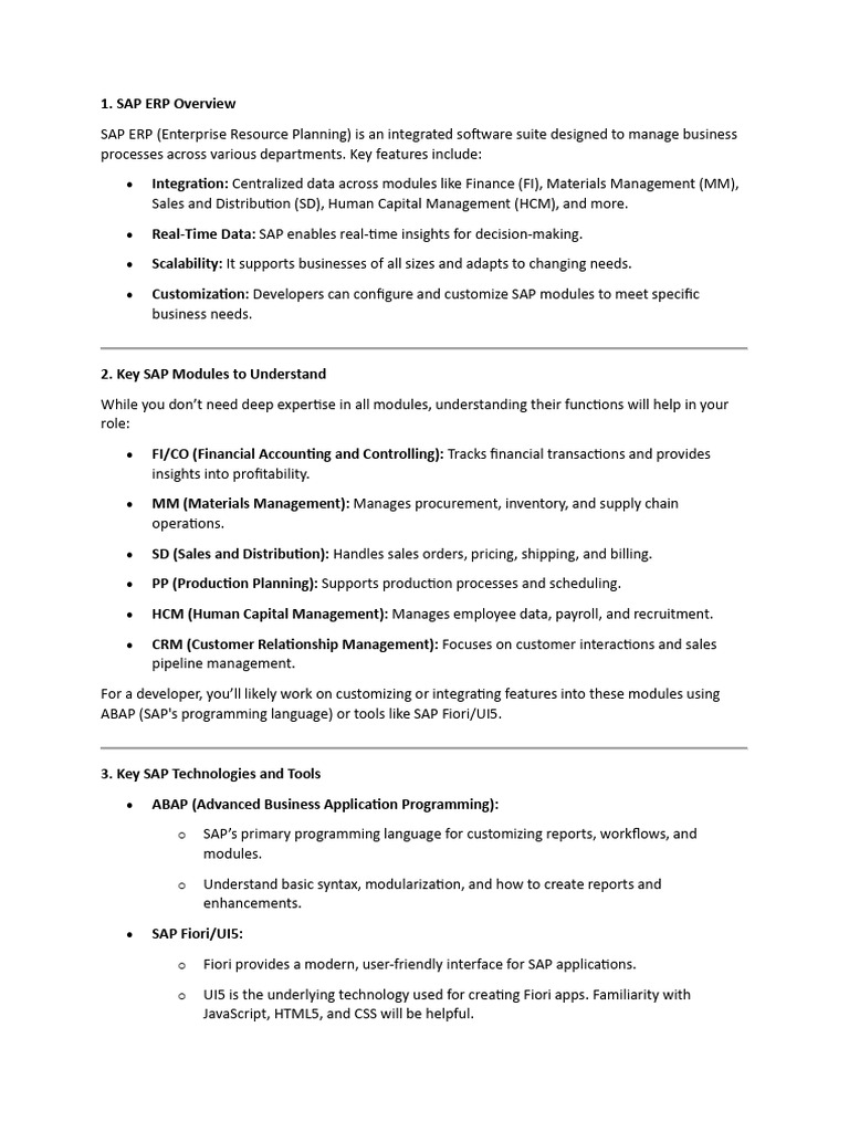 SAP ERP Overview and Key Concepts | PDF | Enterprise Resource Planning ...