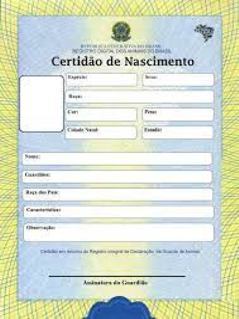 Certidão de Nascimento Pet | PDF