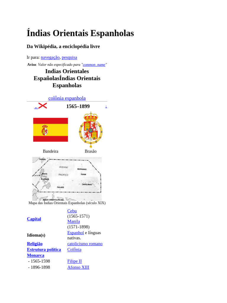 História das Índias Orientais Espanholas | PDF | Espanha | Filipinas