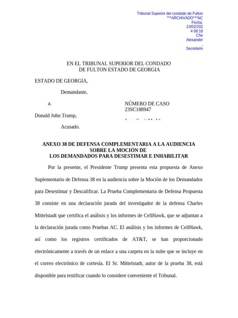 Defensa de Trump: Anexo 38 y CellHawk | PDF | Fiscal