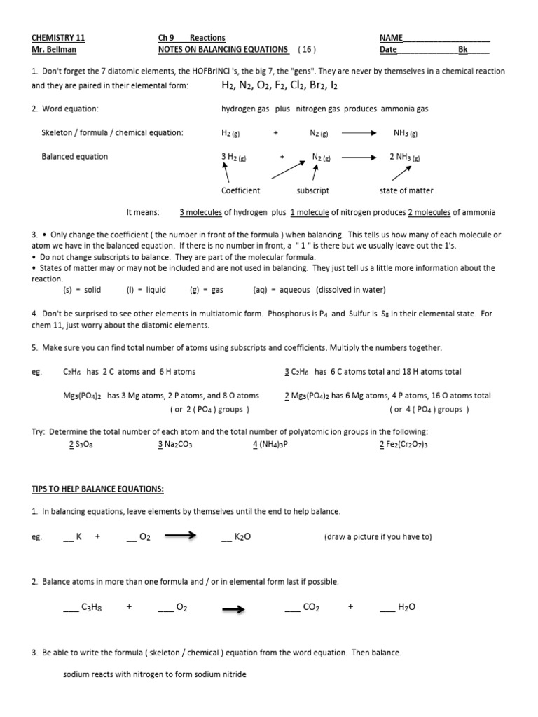 Balancing Chemical Equations Guide | PDF | Molecules | Chemical Reactions