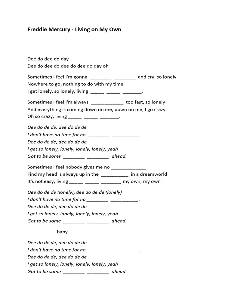 Living On My Own Lyrics