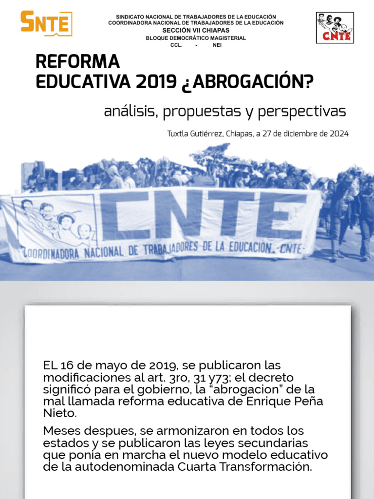 Análisis de la Reforma Educativa 2019 | PDF | Maestros | Educación primaria