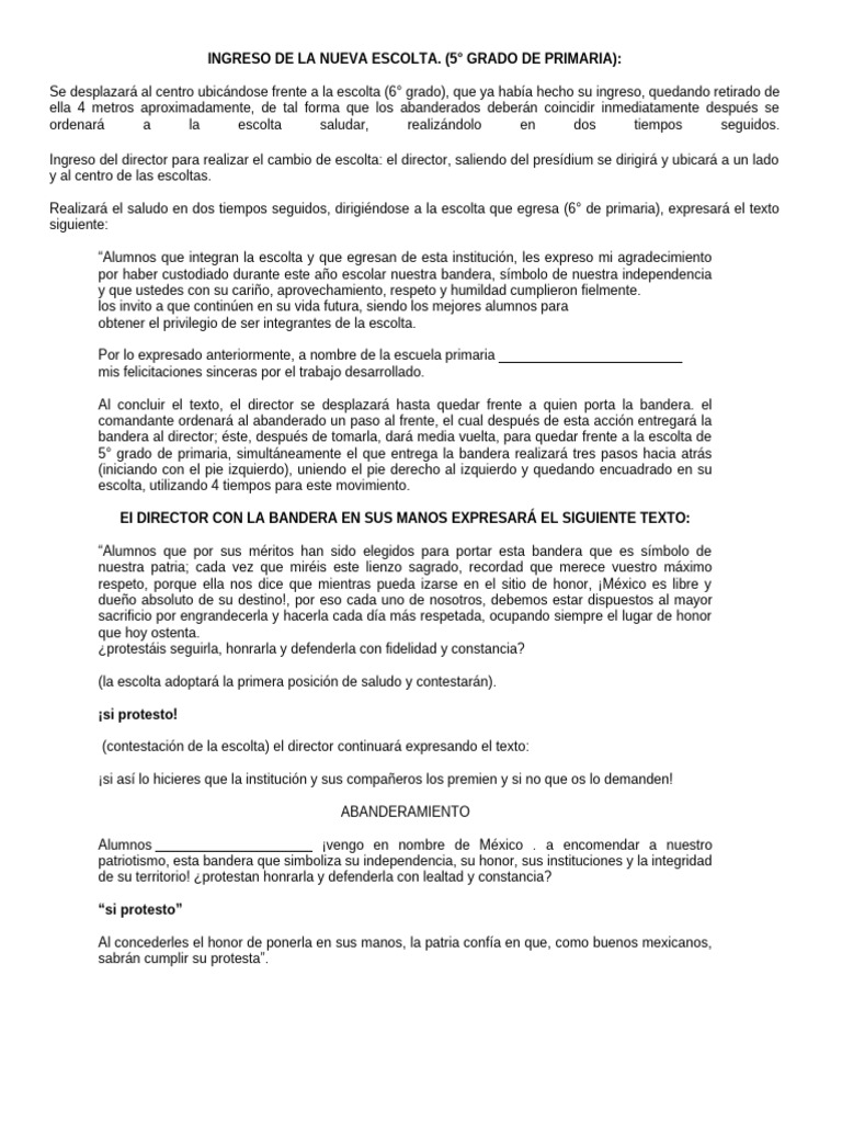 Toma de Protesta y Juramento Escolar | PDF | México