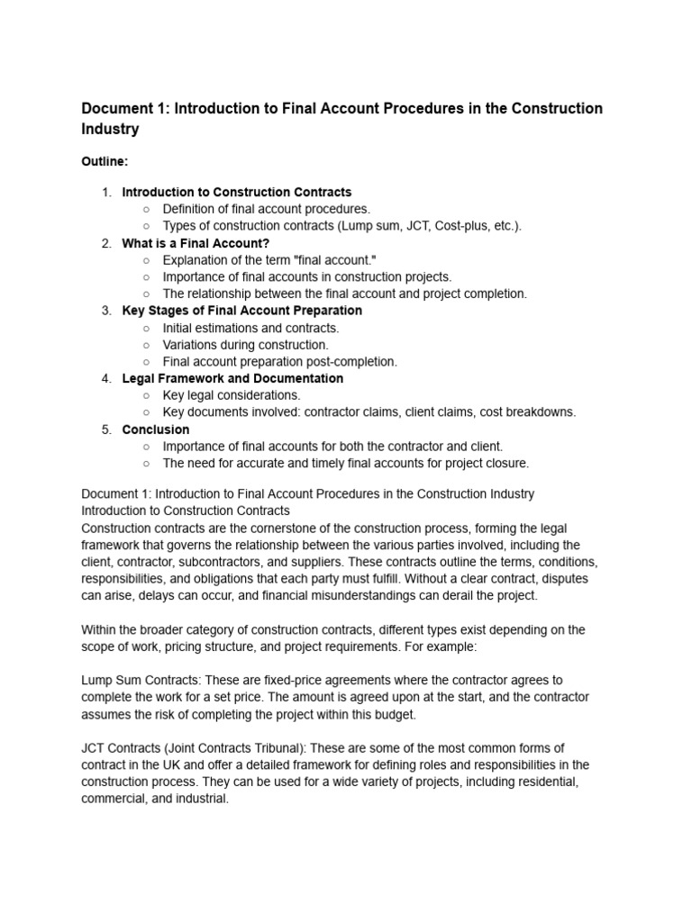 Final Account Procedures in Construction | PDF | Private Law | Business Law