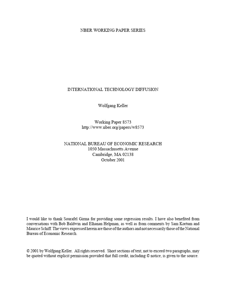 Nber Working Paper Series | PDF | Foreign Direct Investment | Knowledge