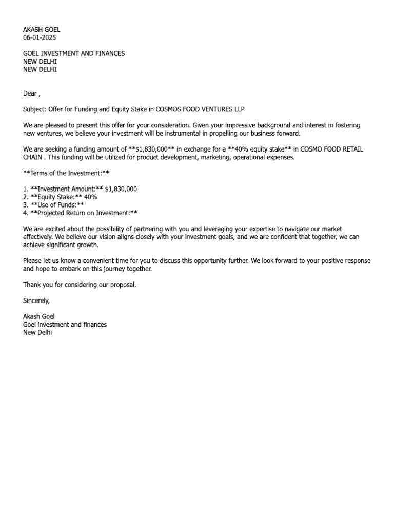 Cosmos Offer Letter | PDF