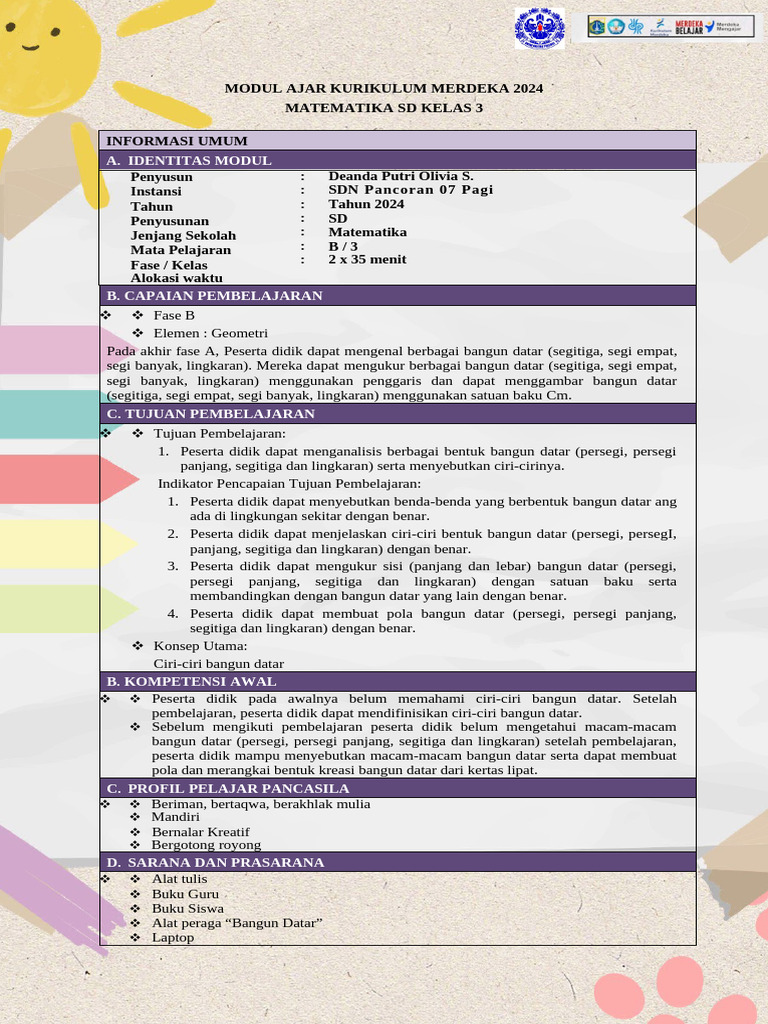 Modul Ajar Matematika Kelas 3 SD | PDF