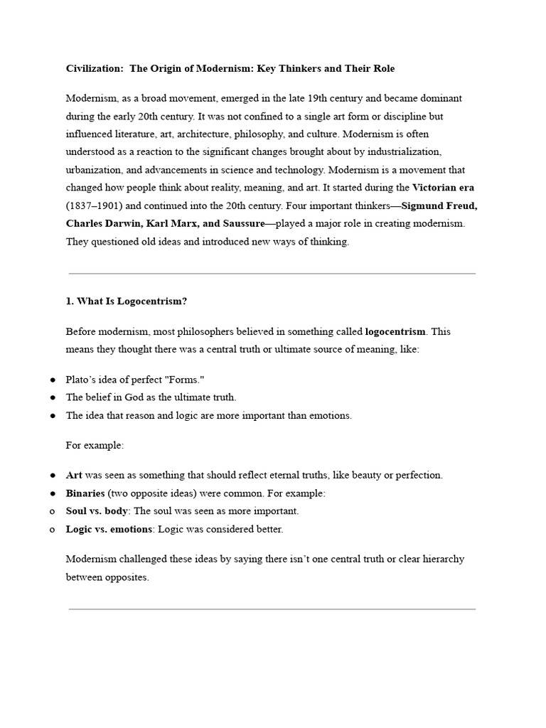 The Origin of Modernism | PDF | Unconscious Mind | Psychoanalysis