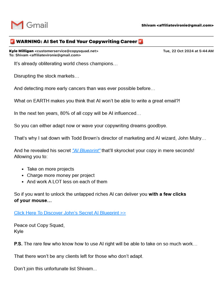 ?WARNING AI Set To End Your Copywriting Career? PDF
