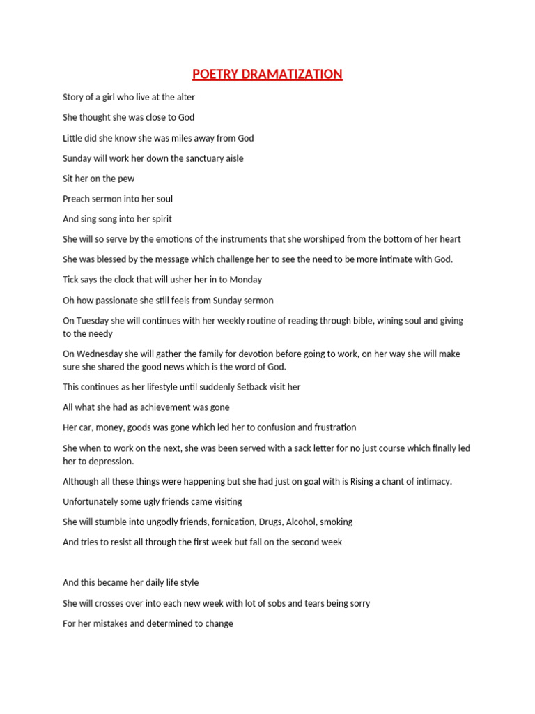 Poetry Dramatization | PDF | Religious Belief And Doctrine