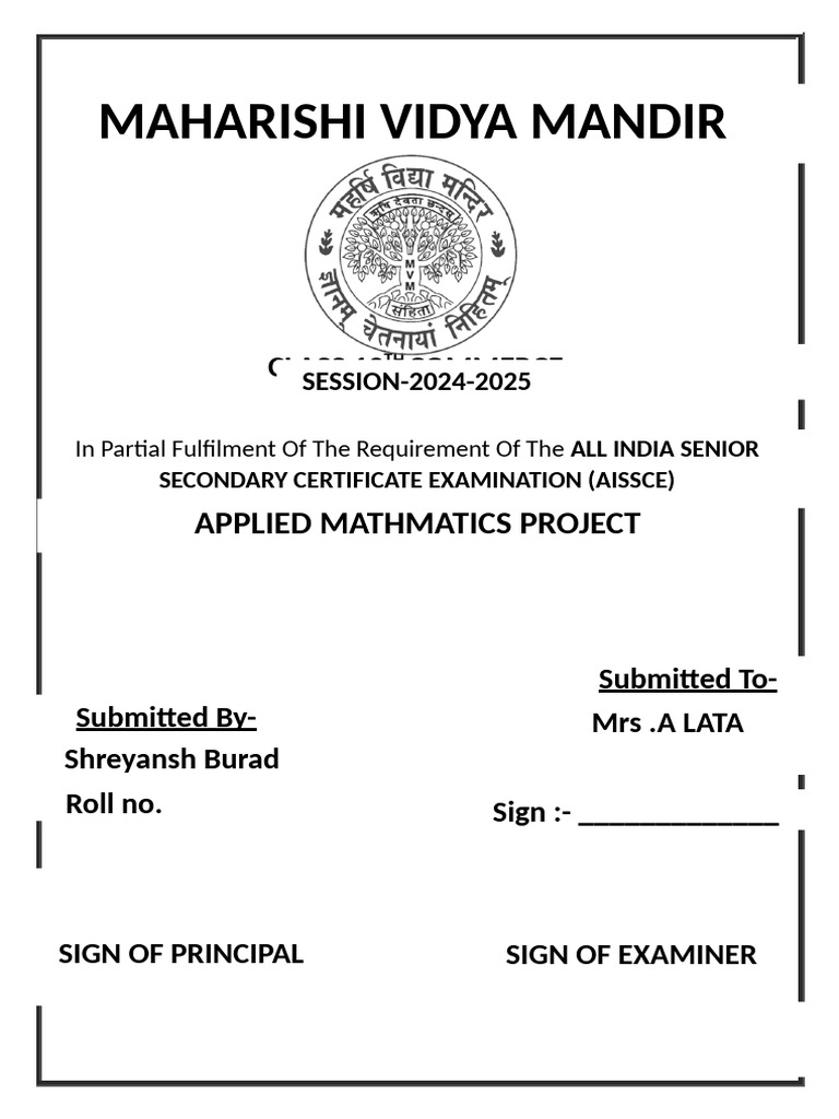 MATHS PROJECT PDF