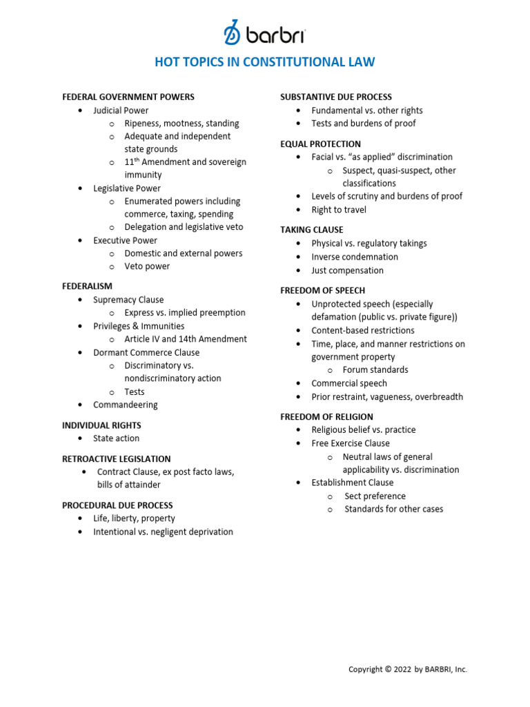 Key Issues in Constitutional Law | PDF | United States Public Law | Justice