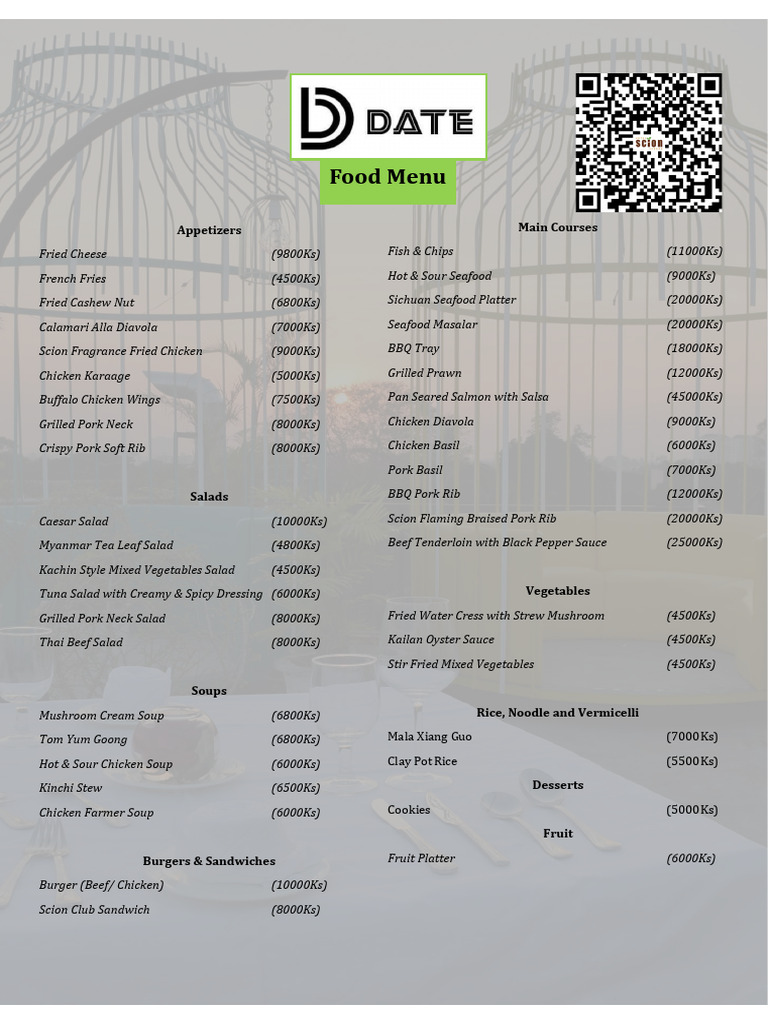 Date Menu and Food Options | PDF | Salad | Foods