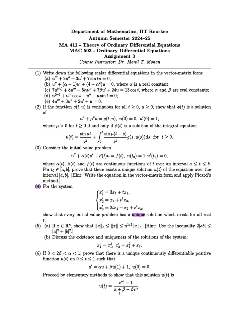 Ma 411 Mac 503 Assign 3 | PDF | Equations | Mathematical Concepts