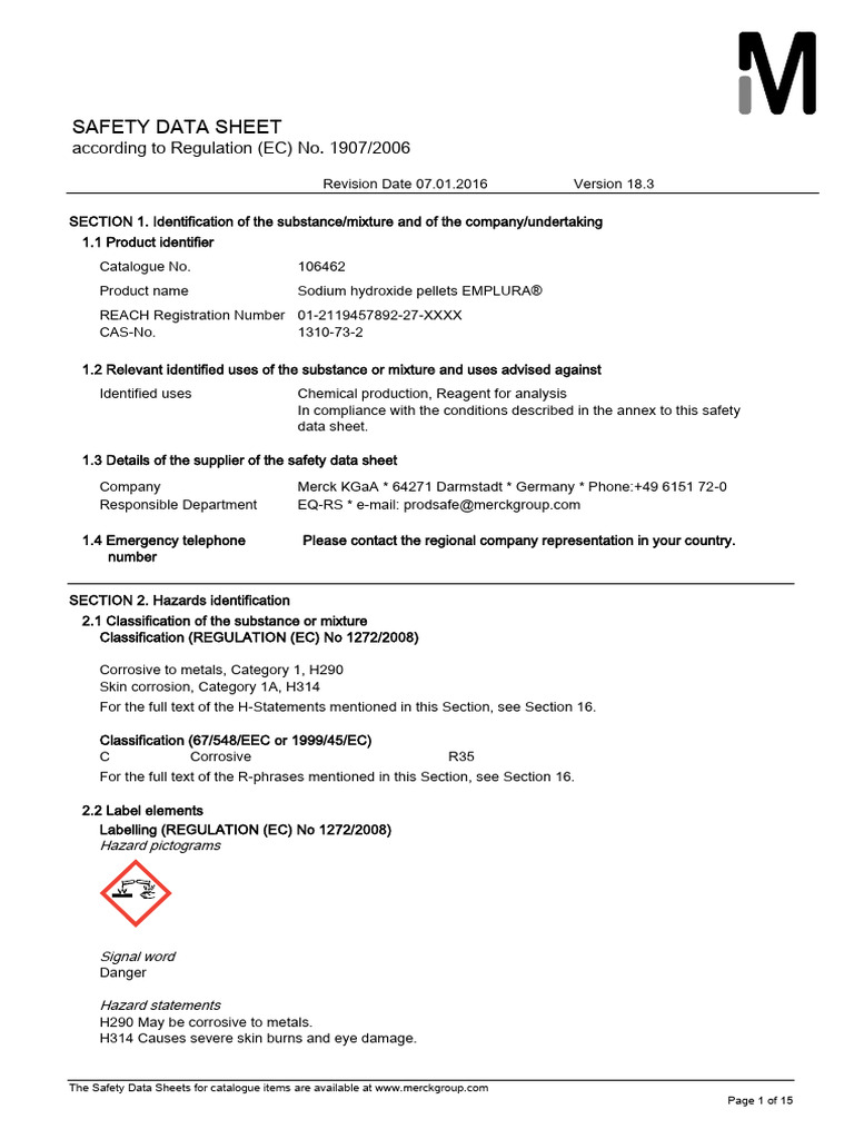 106462 Sodium Hydroxide | PDF | Toxicity | Chemical Reactions