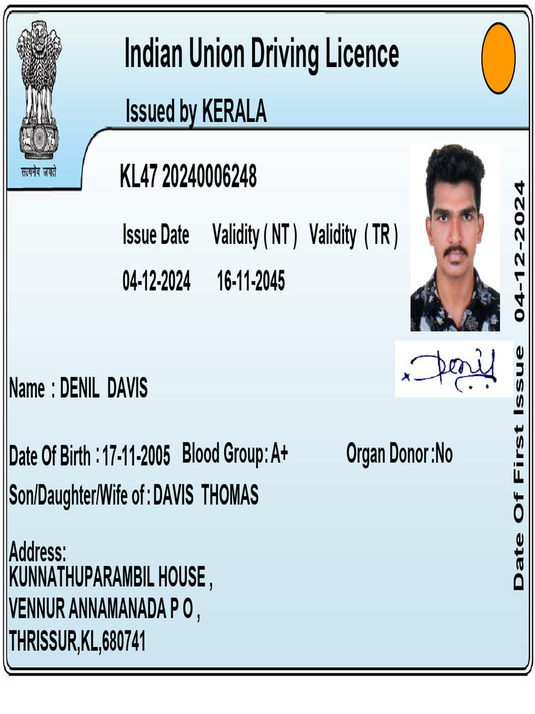 Kerala Driving Licence Details | PDF
