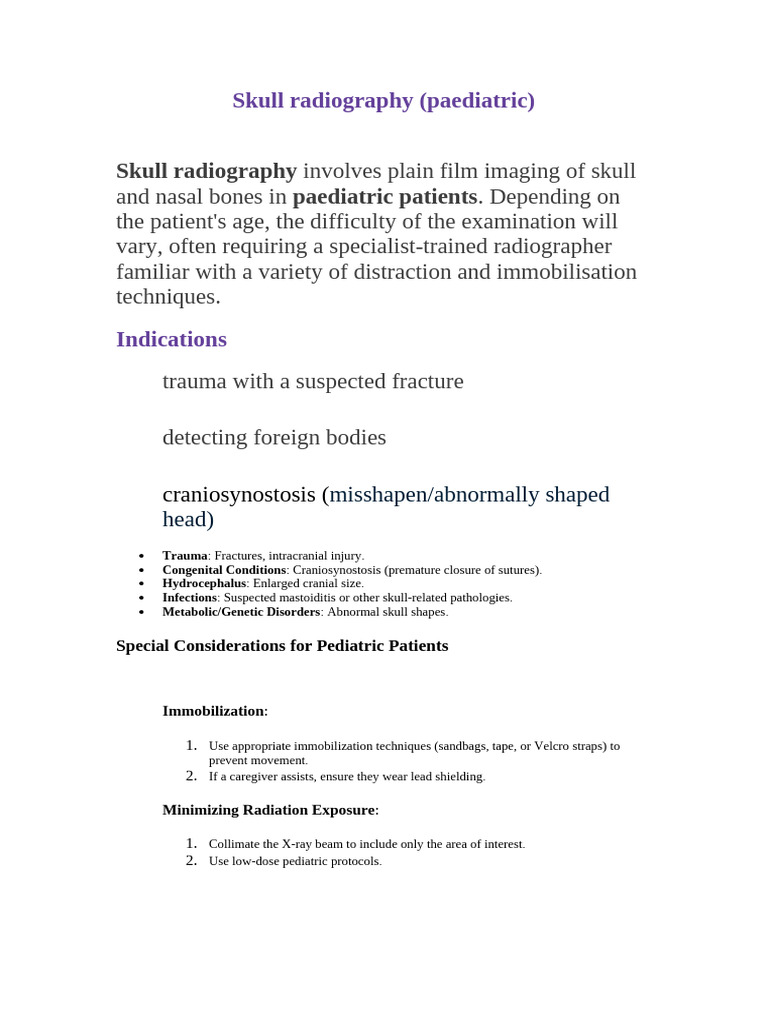 Skull Radiography Pediatric | PDF | Skull | Traumatic Brain Injury