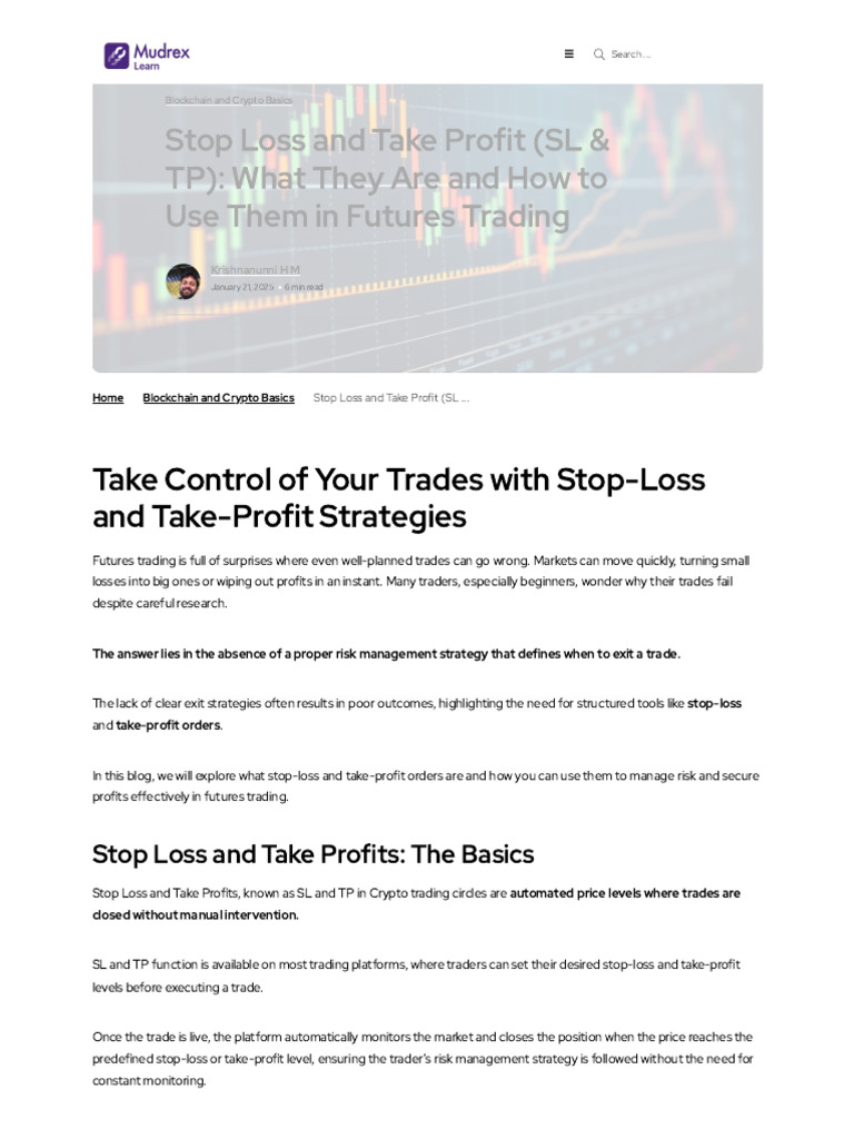 Stop Loss and Take Profit (SL & TP) - What They Are and How To Use Them in  Futures Trading - Mudrex Learn | PDF | Order (Exchange) | Futures Contract