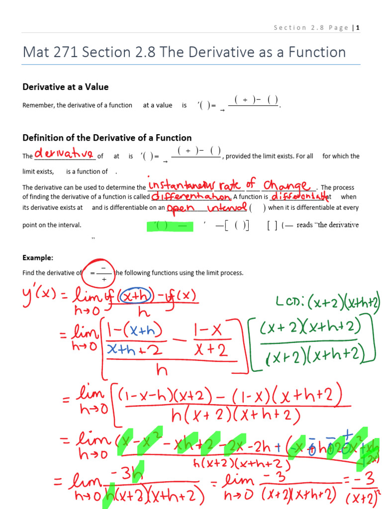 2.8GuidedNotes Filled | PDF | Derivative | Function (Mathematics)