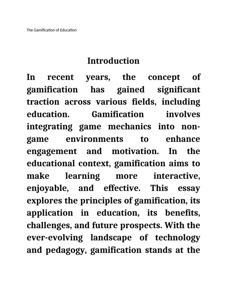 The Gamification of Education 1 | PDF | Learning | Augmented Reality