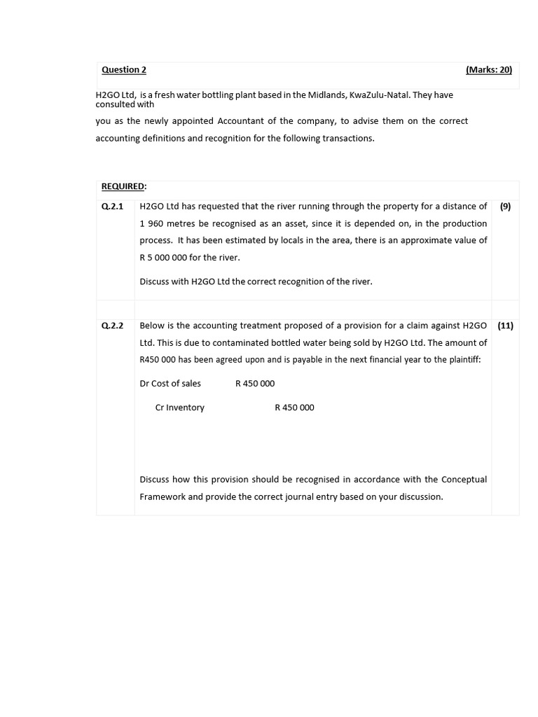 Accounting Guidance for H2GO Ltd Transactions | PDF