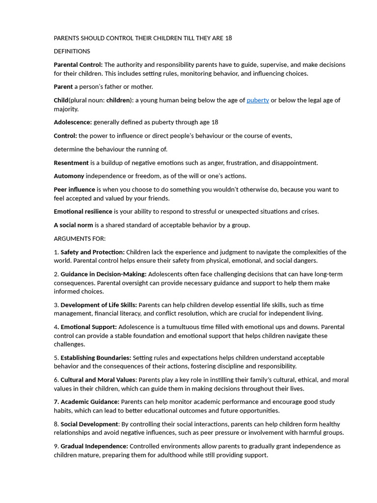 Curated visual reference: Gallery Detail: Parental Control Pros And Cons Pdf Adolescence